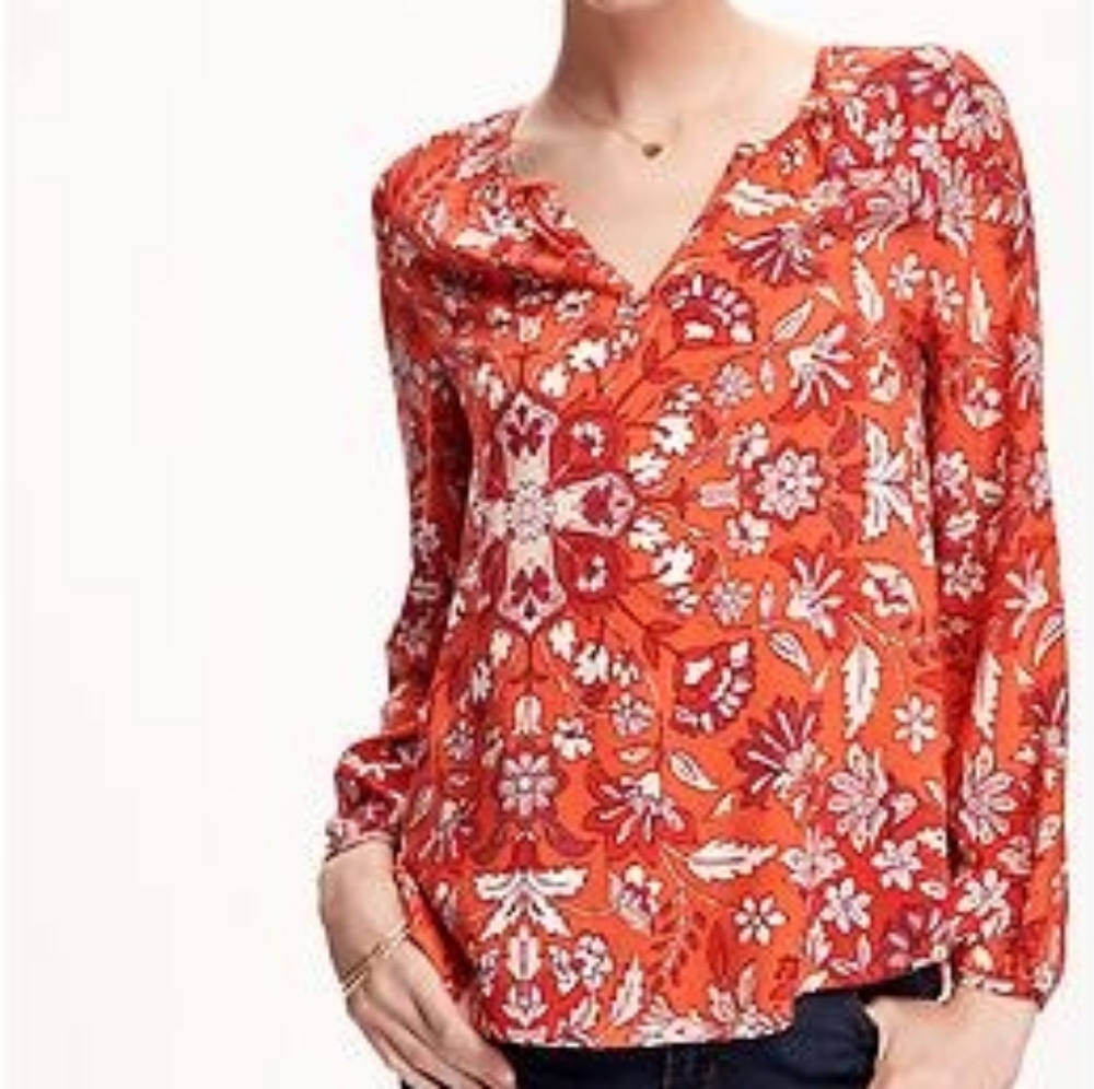 Old Navy Red Floral Blouse